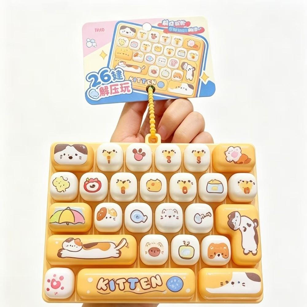 Cute Design Decompression Button Toy 26 Key Keyboard Keychain Accessories Gift
