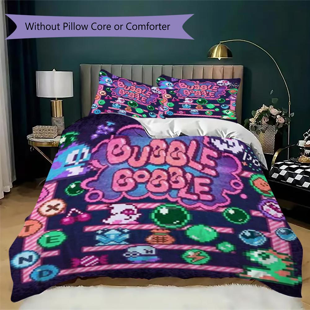Bubble Bobble Pattern Bedding,Quilt Set Quilt Cover Pillowcase Home Birthday Gift(1 * duvet cover + 2 * pillowcase, without core)_lx