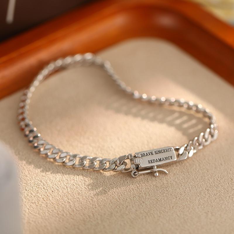 Couple Square English Cuban Chain Bracelet Simple Personality Men's and Women's Confession Gift Jewelry