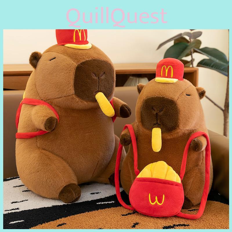 Plush Creative Capybara Toy Hat Fries Backpack Stretchable Poseable Kids Gift