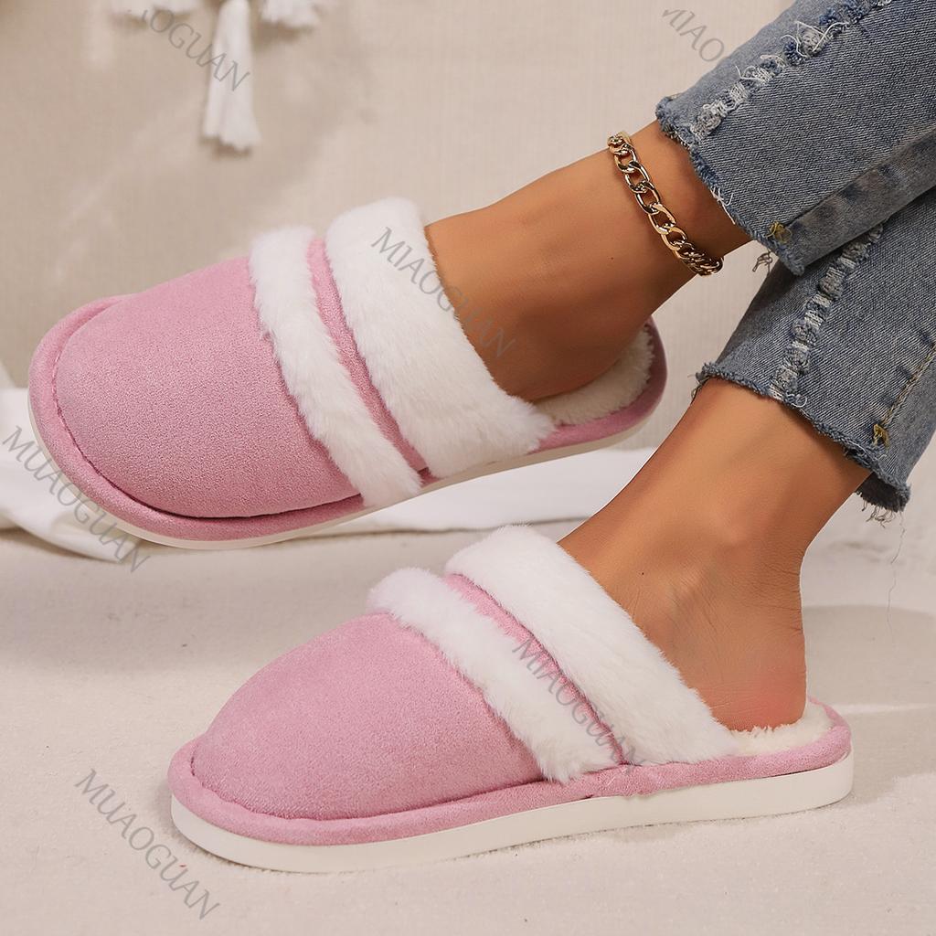 Fashion Women Winter Warm Ful Slippers Women Slippers Couple Home Slippers Indoor Plush Size Casual House Flat Bottom Slides Shoes