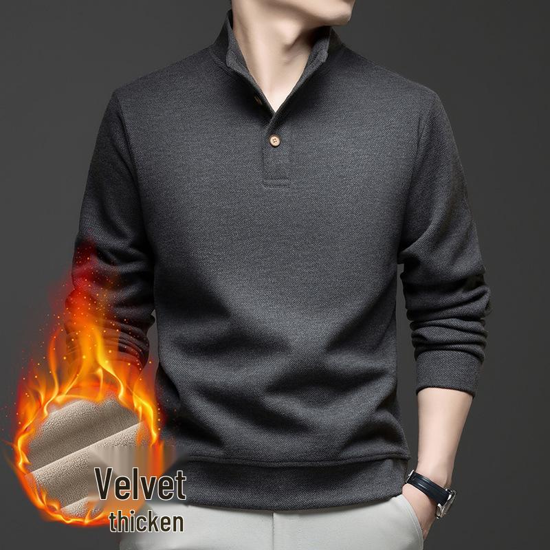 

Men s Fleece-Lined Sweatshirt: Warm Base Layer, Autumn/Winter 2025, Loose Long Sleeves, Cozy & Thickened. 2XL
