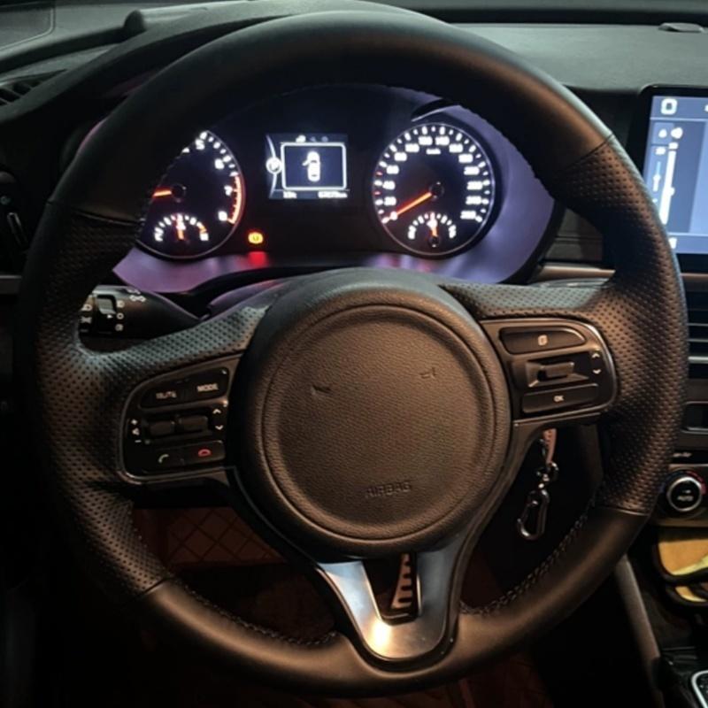 

Ручна вишивка Чорна Дихаюча Шкіряна Накладка на Кермо Автомобіля Для Kia Sportage 4 KX5 2016 2017 K5 2016 2017 Purple Thread