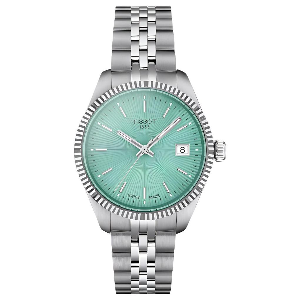 TISSOT Halo Collection Quartz Movement Women's Watch 34mm Green Dial Stainless Steel Case Steel Strap T1562101109100