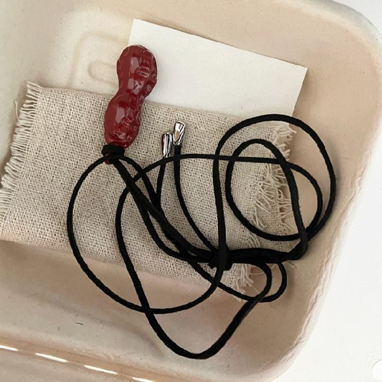 Sophisticated Peanut Necklace Featuring Black Cord Statement Jewelry Trendy Necklace Alloy Texture for Various Occasions