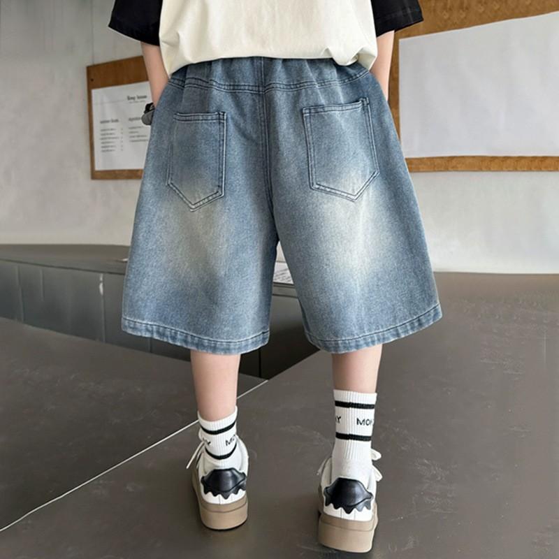 Boys' Summer Denim Shorts Medium-Large Child Relaxed Fit Casual Mid-Rise Cropped Pants