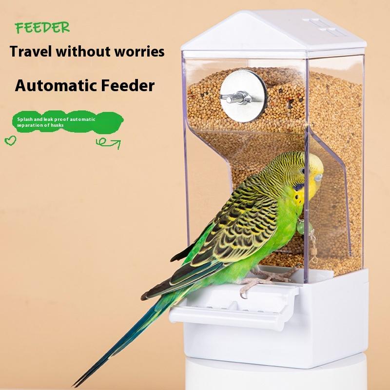Hrănitor Automat pentru Papagal de Companie de Capacitate Mare, Cutie pentru Mâncare pentru Colivie, Separare Coji, Anti-Stropire, Hrănitor Integrat Anti-Stropire, Articole pentru Animale de Companie