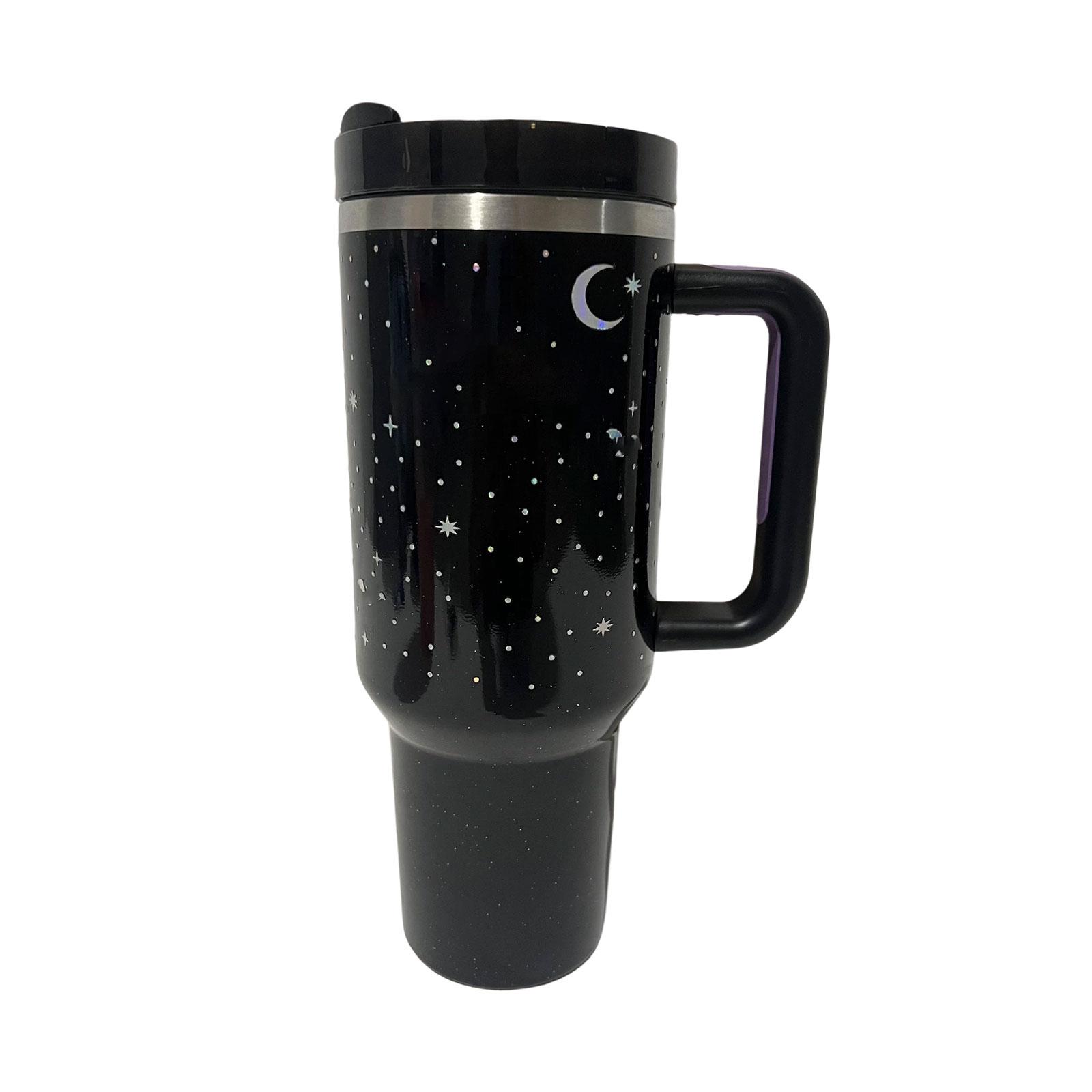 

40 унций Термос из нержавеющей стали с ручкой, Изолированная дорожная кружка большой вместимости с крышкой и соломинкой, Кофейная чашка из нержавеющей стали 304 для автомобиля, дома One Size