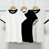 Two-tone round-neck short-sleeve t-shirt for women, 2026 new summer base shirt, slim-fit short top