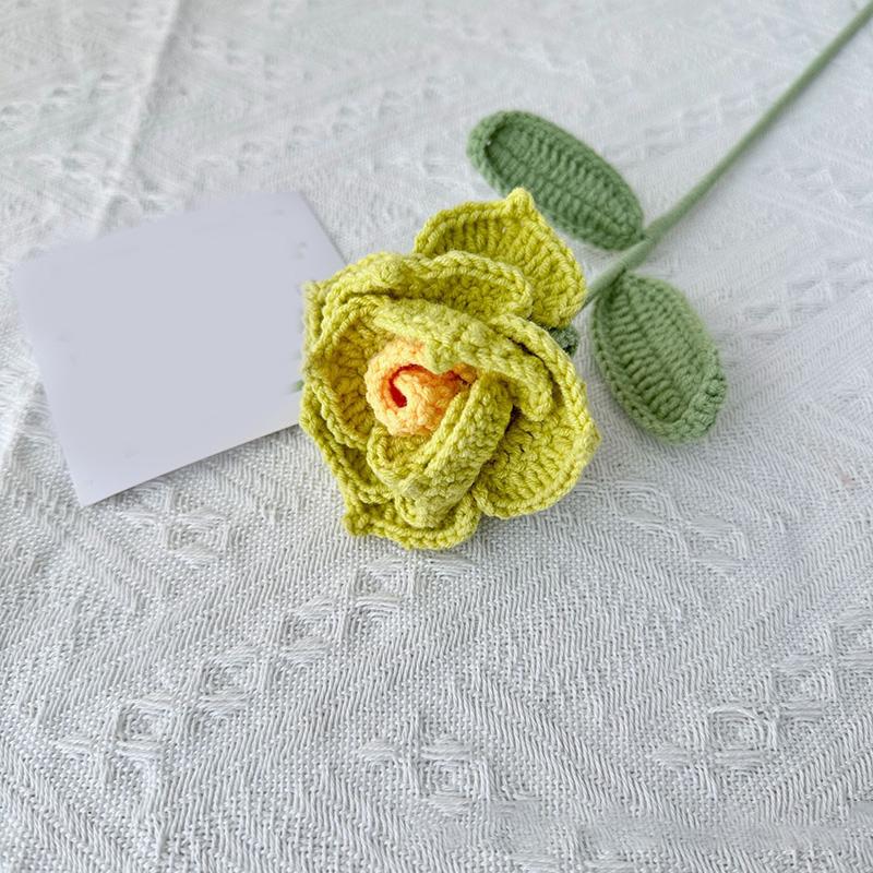 1PC Artificia Rose Bouquet Fake Flower Wedding Decor Woolly Flower Homemade Knitted Hand-Crochet