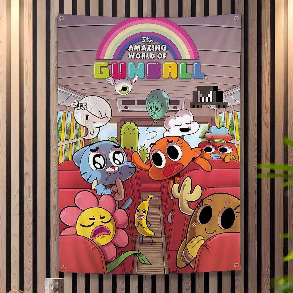 L'Incredibile Mondo Divertente di Gumball Stampa Artistica di Banner Bandiera da Parete Giapponese Appeso a Parete Anime Decorazione per la Casa