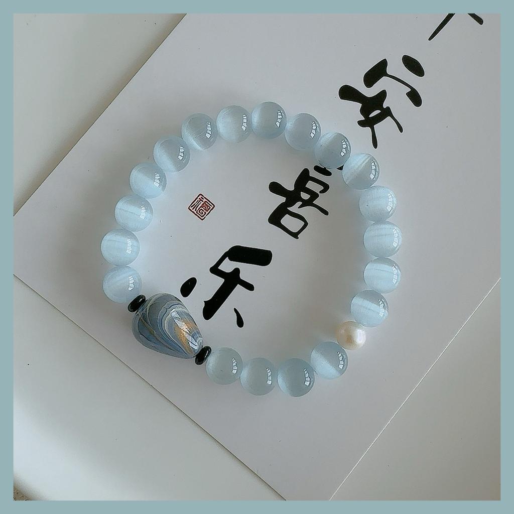 opal black agate chalcedony safety lock water drop bracelet small fresh simple bracelet fashion niche versatile jewelry