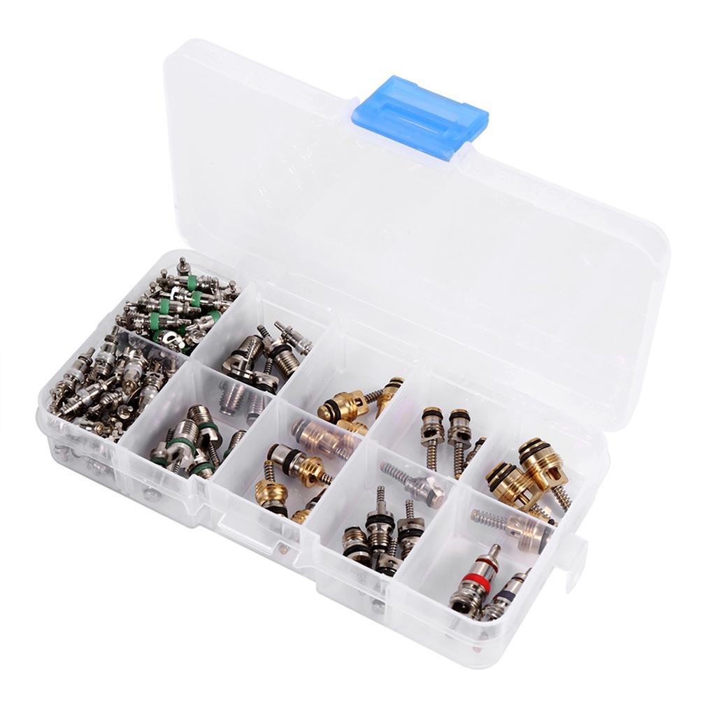 102pcs Car Air Assortment A/C AC Shrader R134a/R12 Refrigeration Tire Valve Stem Cores Tool Kit Auto Accessories