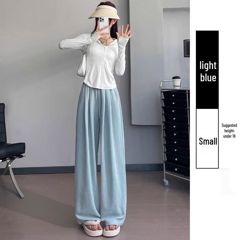 

White Milk Puff Women s Loose Wide-Leg Pants - Spring/Summer 2026 L 48-52 kg