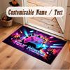 City Cyberpunk Theme Crystal Velvet Floor Rug Personalized Custom Name Text Warm Carpet Home Decoration