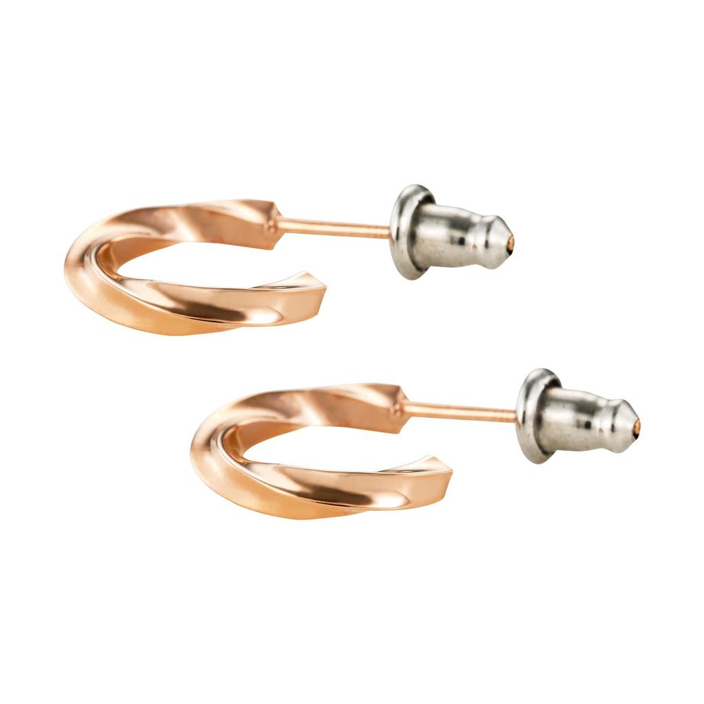 Surgical Stainless Half Pink Set of 4SPE007GO 4SPE007GO [White Clover] Earrings, Steel, Hoop, Twist, Message, & Pink, 2, &