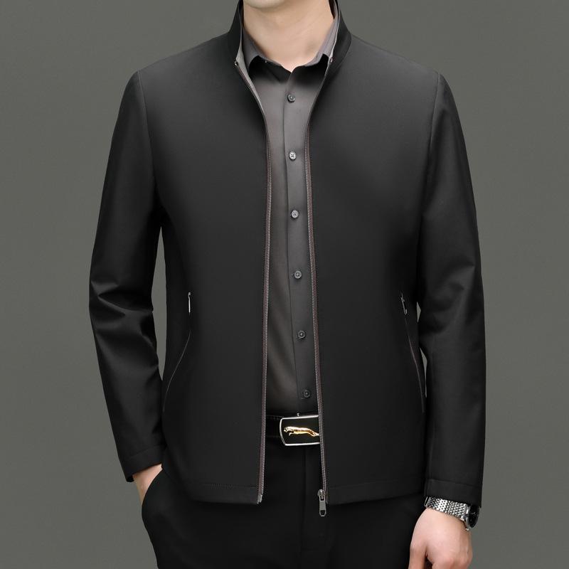 2025 High-End Men's Business Casual Non-Iron Jacket for Spring/Autumn - Middle-Aged Dad Style