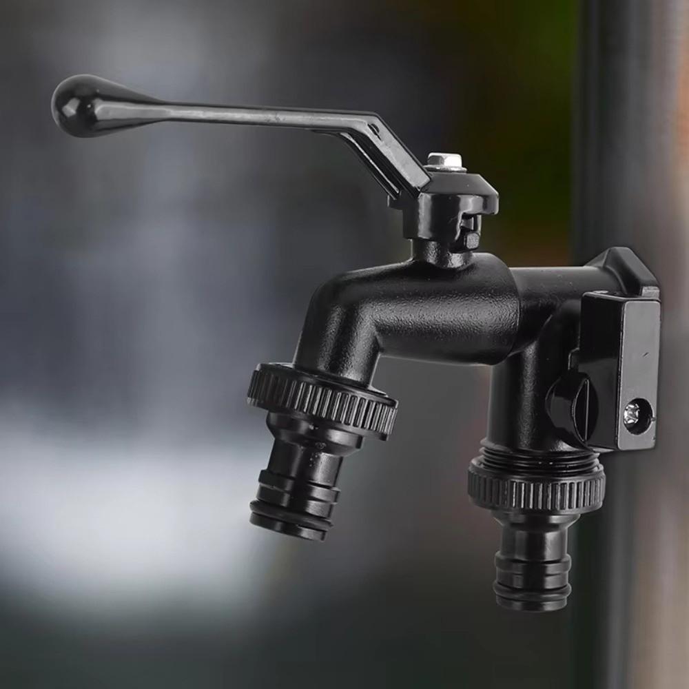 1/2 Inch Inlet Garden Faucet Black Paint Bibcock Rust-Proof Double Outlet Faucet  Outdoor Garden