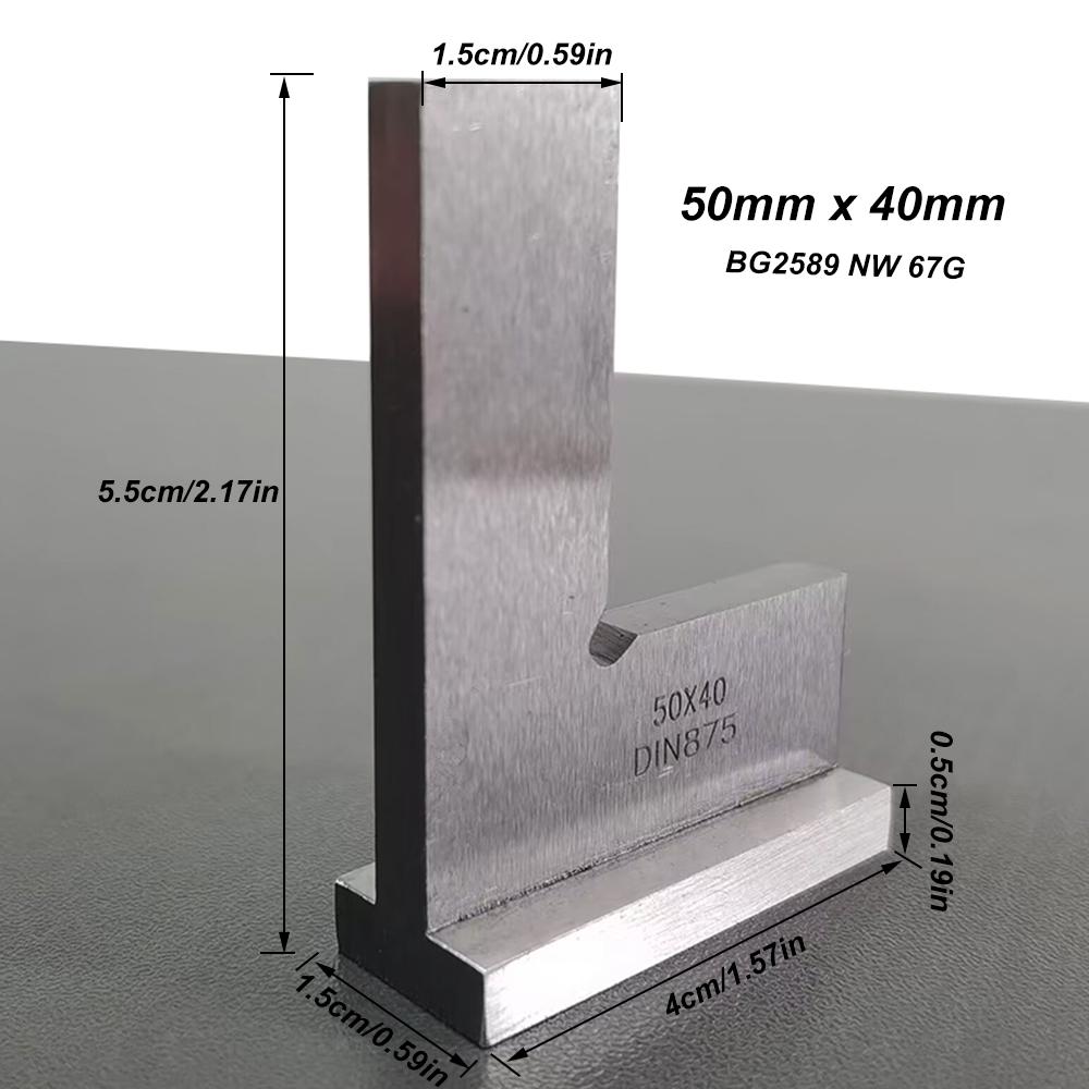 90 Degree Angle Flat Edge Square Angle Ruler Woodworking Tools Carpenter Square Ruler Metal Square Carbon Steel Gauge Try Square Right Angle Ruler