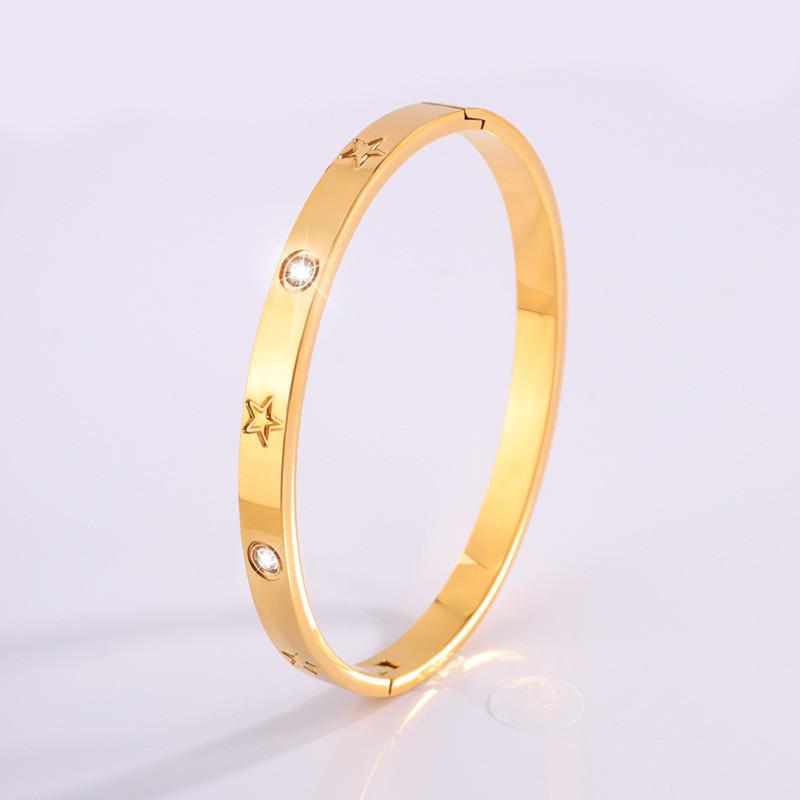 Starry Sky Full Diamond Titanium Steel Bracelet – Versatile, No-Fade Silver Women's Fashion Accessory