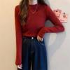 Autumn and winter new solid color soft waxy round neck knitted bottoming shirt female slim slim slim pullover sweater with top