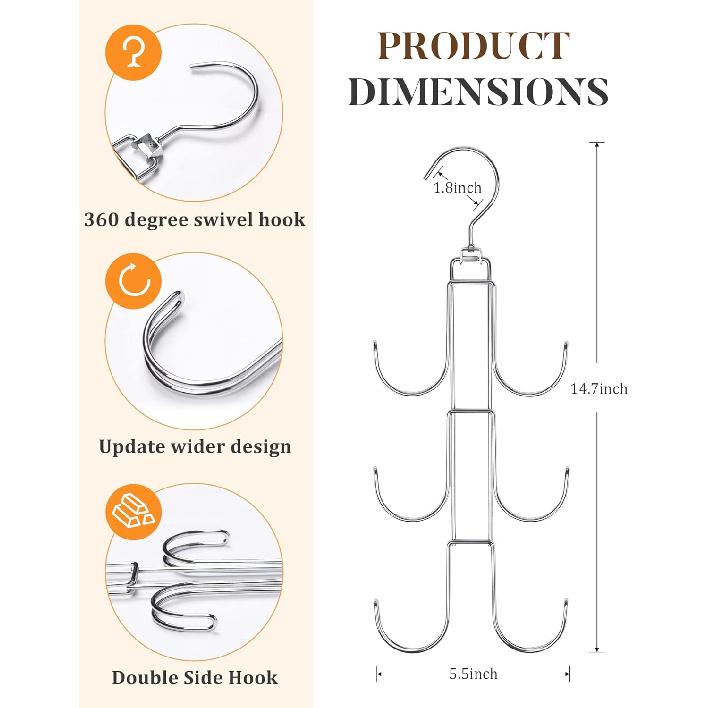 Purses Hanger Organizer for Closet, Myfolrena Metal Purse Holder for Closet Space Saving Bag Storage Hook for Hanging Handbags,