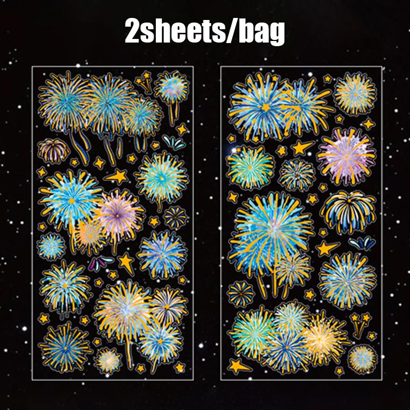 

Mr. Paper Warm Night Scene Stickers 2 sheets/pack Sweet Sky Brilliant lights Create Scenery Stickers Handbooks Holiday Gifts