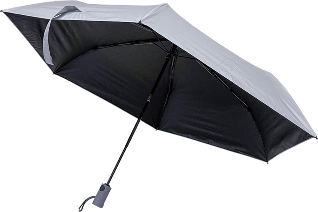 Folding Sun and Rain Automatic Opening and 6 Slim Easy Drawstring UV Heat Gray Parasol, Umbrella, Closing, 55cm, Ribs, Plain, Design, Case, 100%