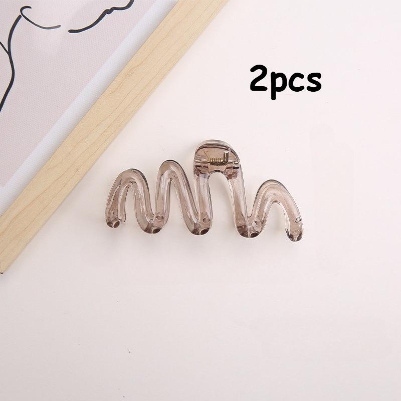 

2pcs Brown Leopard Print Acrylic Wave Hair Claw Clips Non-Damaging Hair Clips for Women with Thick Hair Non-Slip Strong Hold