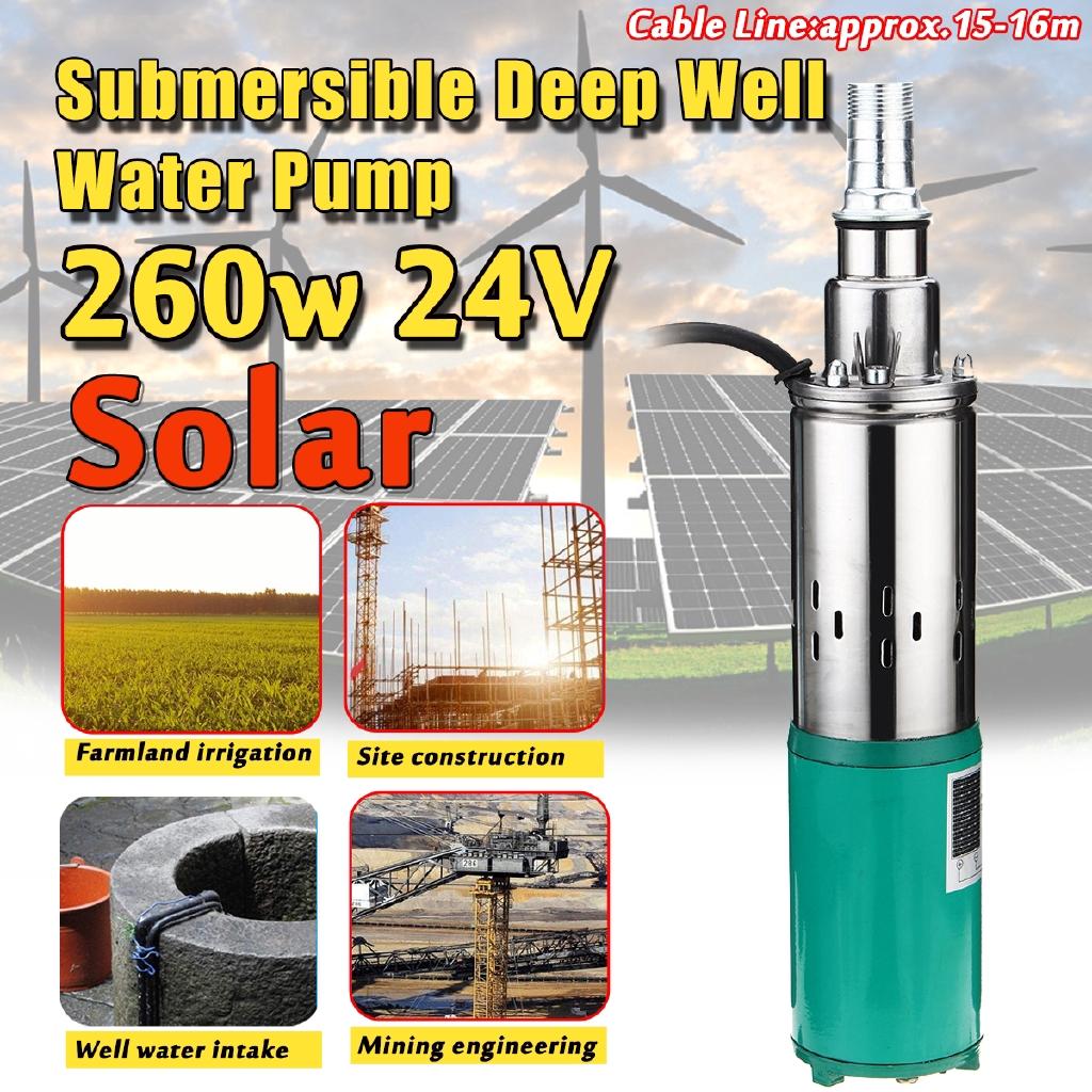 260W New Submersible Solar Water Pump 40m 1200L/h Deep Well Irrigation Garden Home Agricultural 39cm X 8.5cm