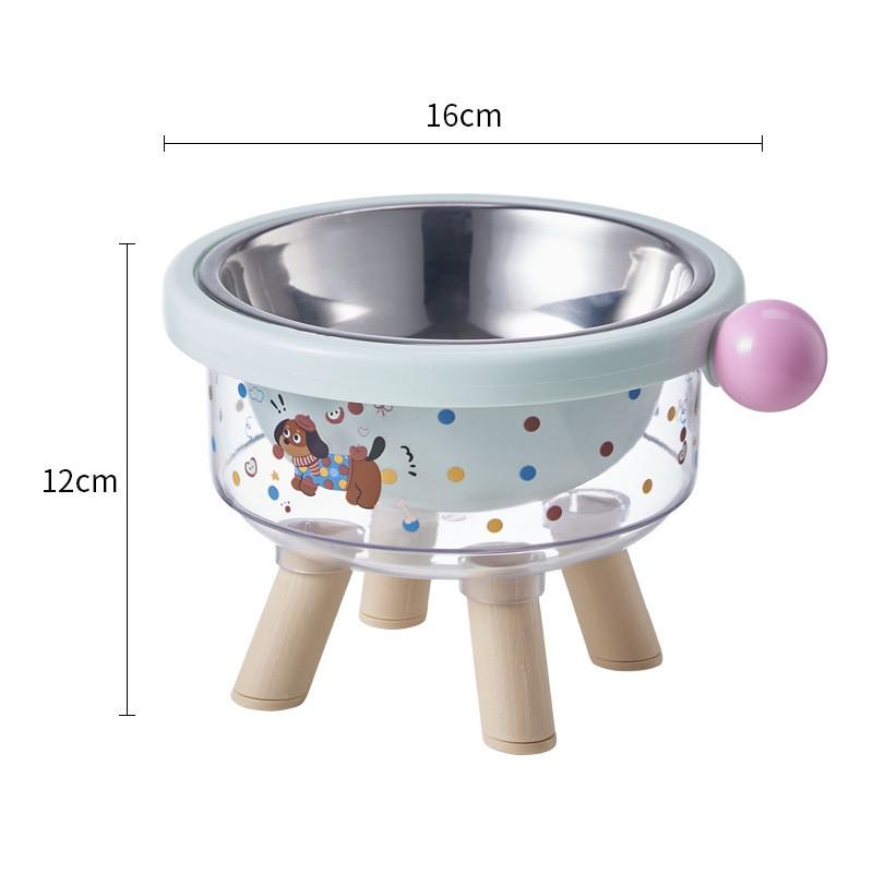 High-Leg Stainless Steel Cat Bowl - Anti-Tip, Neck Protection, Macaron Colors for Cats & Kittens