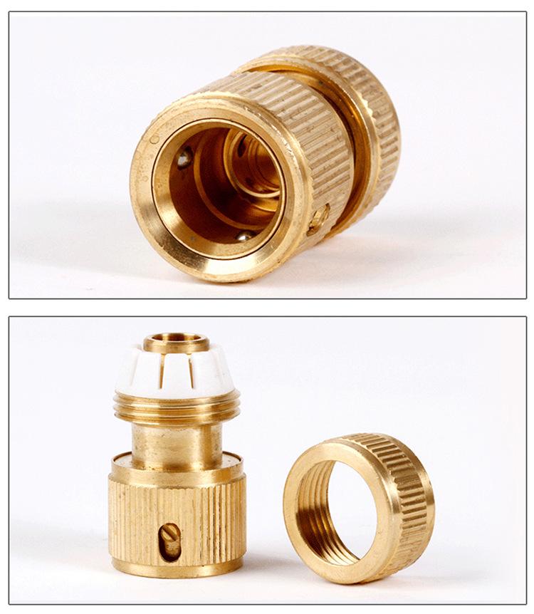 Universal Pure Copper Quick Connector for Car Wash: 4-Point Water Stop, Fits 1/2'' Hose