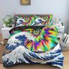 Wave Duvet Cover Set For Kids Teens Adult King Size Abstract Blue Ocean Comforter Cover Waves Sailing Moon Polyester Bedding Set