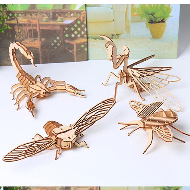 3D Wooden Puzzle Toys Insect Animal Skeleton Assembly Model Puzzle Games Diy Wooden Crafts Stem Toys For Kids Adults Teens