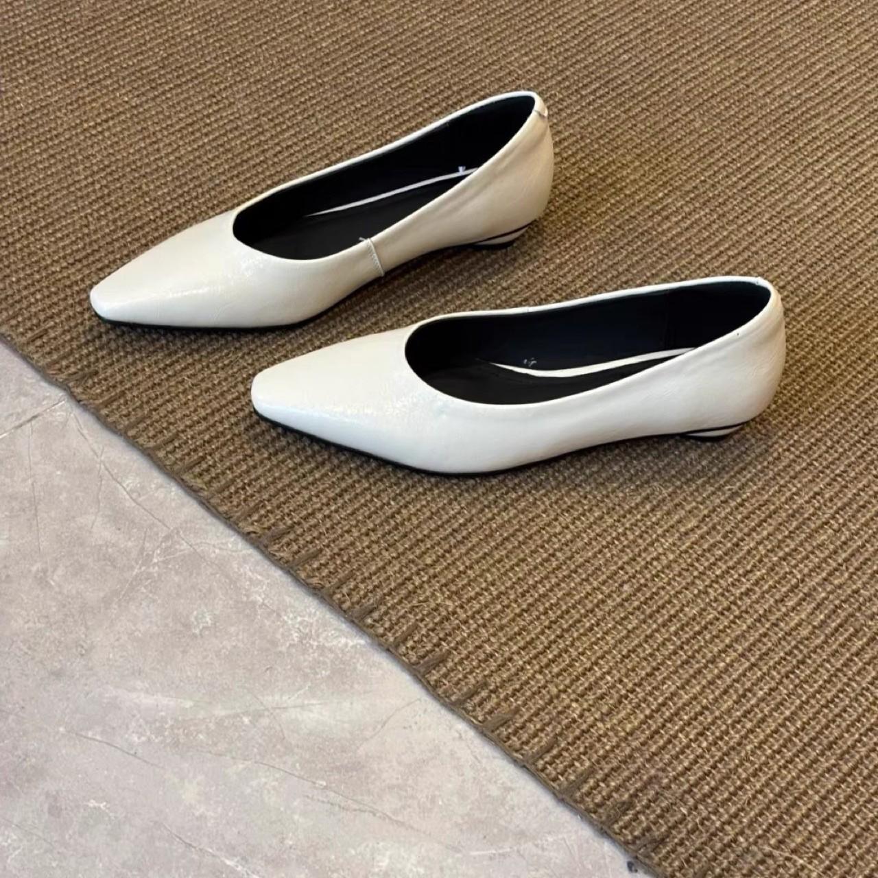 

Минималистичные туфли-лодочки из мягкой овчины класса люкс, женские, новые 2025, с квадратным носком, темпераментные, из масляной вощеной кожи, Мэри Джейн 40 слоновая кость