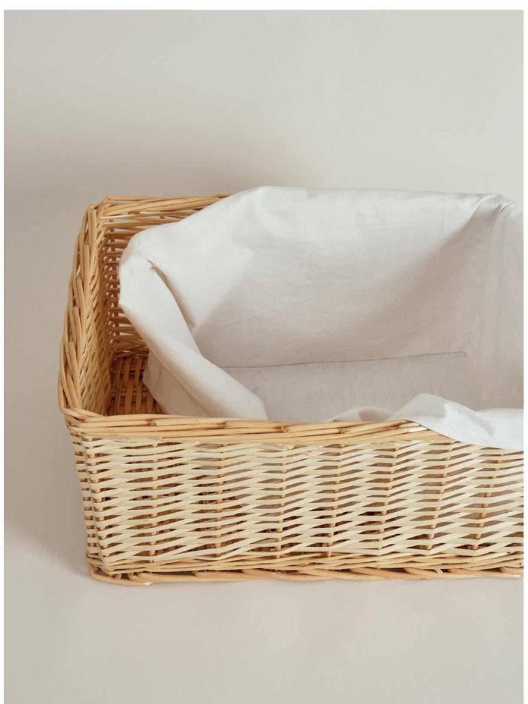 Woven Bamboo Fabric Storage Basket for Snacks and Sundries