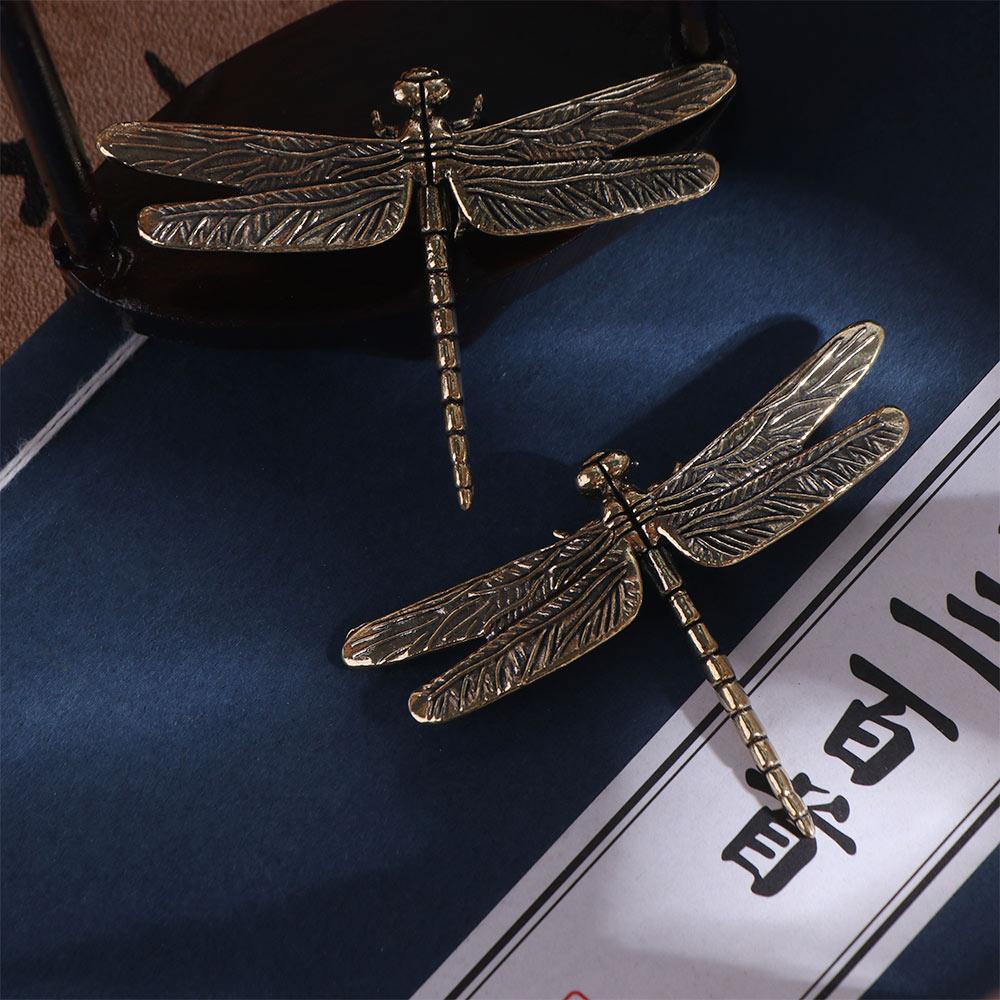 Elegant Miniature Dragonfly Statue Copper Dragonfly Ornament  Home Office Decor