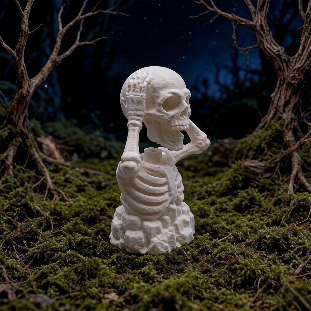 Compact 3D Printed Skull Novelty Luminous Tabletop Statue Halloween Skeleton Figurine  Showcase