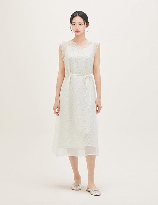 Roem See-Through Layered Long Dress Rmowg25R13