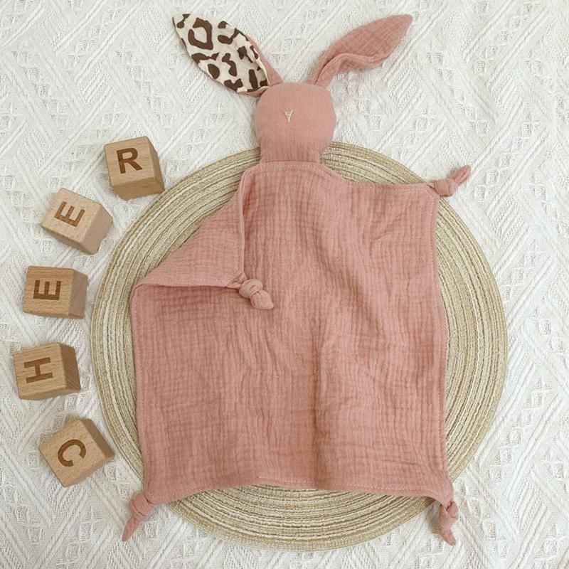 Baby Soothe Blanket Soft Gauze Bibs Teether Burp Cloth Gift Cute Rabbit for Doll Appease Towel Comfort Sleeping Cuddling