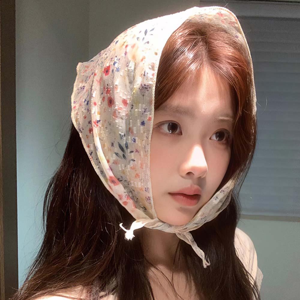 Cotton Floral Headscarf Breathable Bohemian Hair Band Desert Headband Triangular Headband Summer