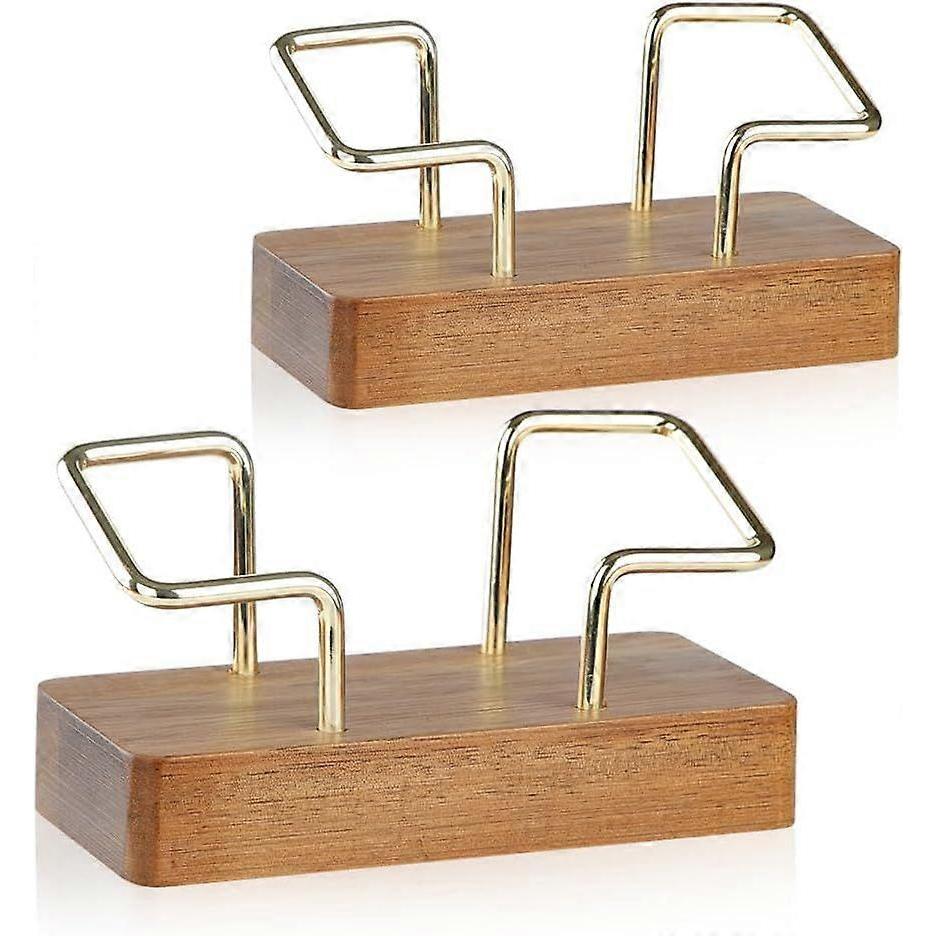 11x4.6x2cm Wooden Business Card Holder Business Card Holder for Desk with Golden Accents Display Stand Postcard Holder for Office Home Desktop Office