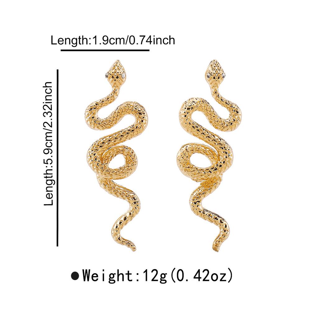 European American Twisted Snake Earrings Light Luxury Exquisite Zodiac Snake Animal Earrings For Women Trendy Fashion Jewelry