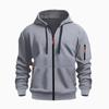 New European and American Spring and Autumn Men's Loose Hoodie Fleece Zipper Sweatshirt Neutral Multi-pocket Top