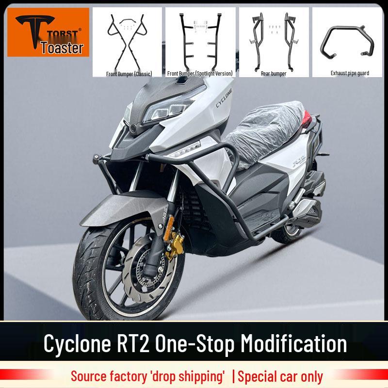 Zongshen Cyclone RT2 Front & Rear Anti-Fall Bars and Tail Rack for Scooter Collision Protection