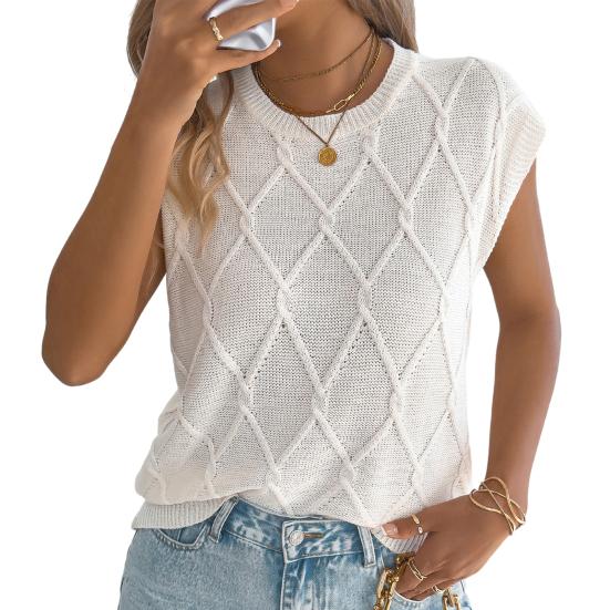 

Жіночі Топи Круглий виріз Без рукавів Вільний крій В язаний жилет Текстура «косичка» Однотонний Універсальний Повсякденний жилет Для роботи Вечірки Відпустки Офісний одяг S абрикосовий