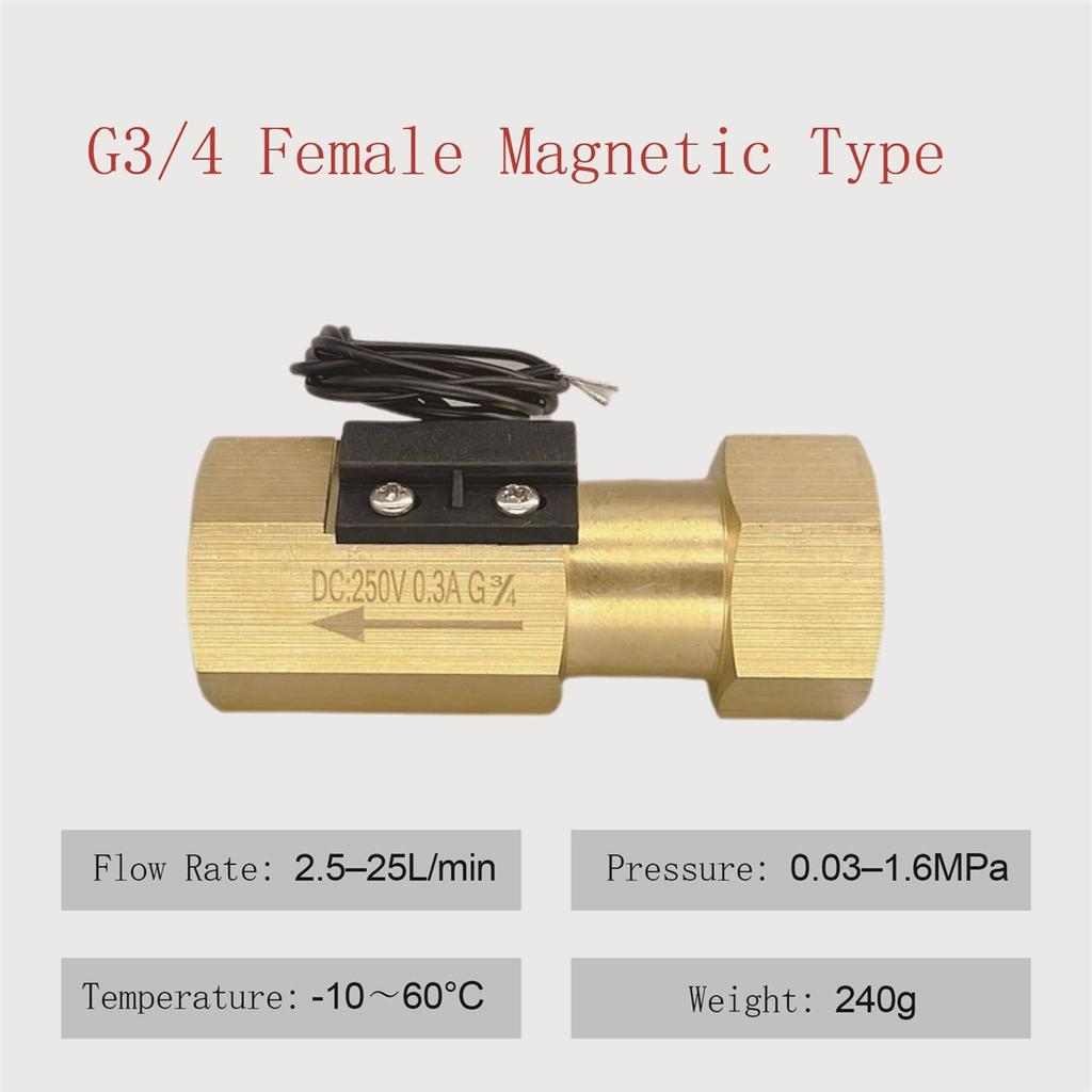 Brass Flow Switch Flow Meter Flowmeter 1.5‑3L/min G1/4 G1/2 Low Flow Water Normally Open Magnetic Spring Sensor Industrial