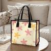 Cute Floral Printed Canvas Tote Bag Casual Daily Shopping Handbag for Ladies