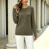 Women's Casual Pullover Knit Sweater Slim Fit Color Long Sleeve Top