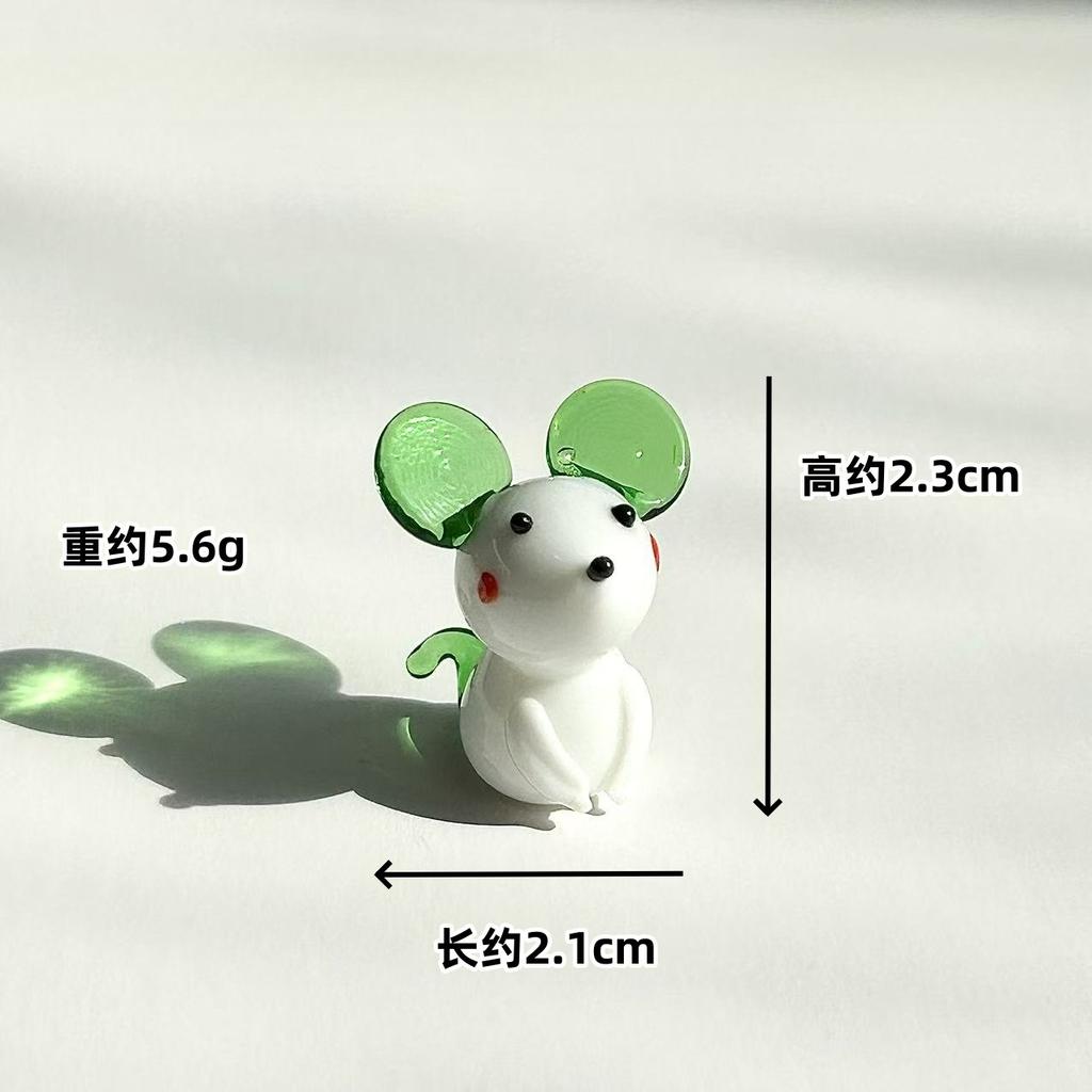 1Pcs Cute Glass Miniatures Zodiac Figurines Cartoon Animal Micro Landscape Ornaments Handmade Desktop Decoration Accessories